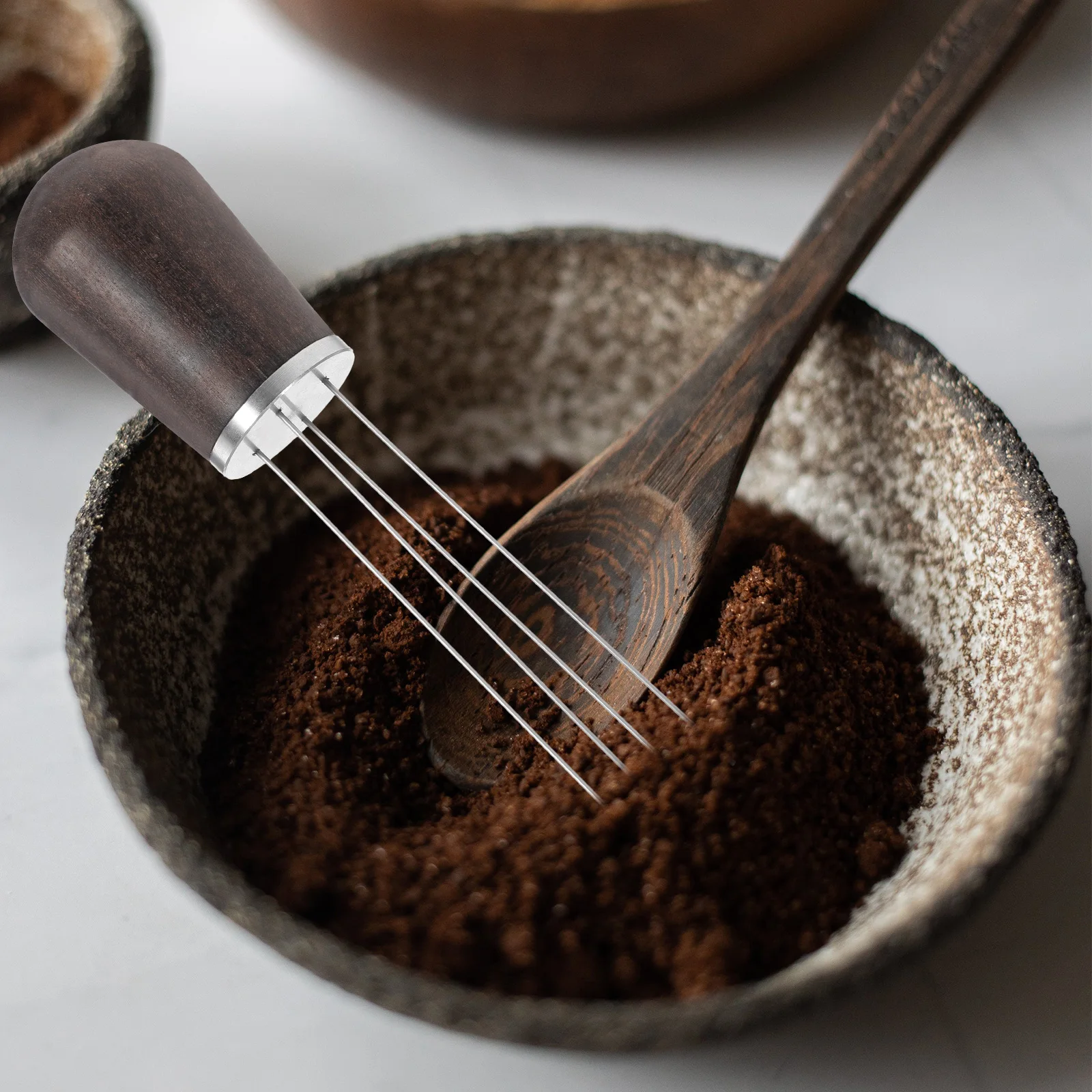 

Coffee Powder Stirrer Needle Type Distribution Diffuser for Espresso Grounds Reusable Wooden H Stainless Steel Home Cafe
