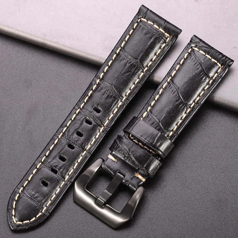 7 Farben Echtleder-Uhrenarmbänder für Panerai-Uhrenarmband 20 mm 22 mm 24 mm dicker Gürtelzubehör