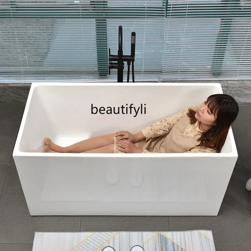 

Small apartment household independent deepened bathtub acrylic small sitting bath corner bathtub