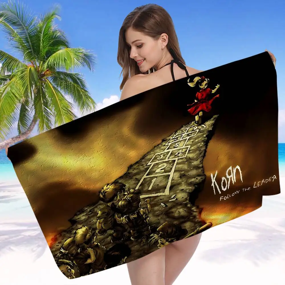 K-Korn Rock Band Big Microfiber Beach Towels Quick Dry Towel Sand Beach Towels Pool Towel for Travel Swim Pool Yoga