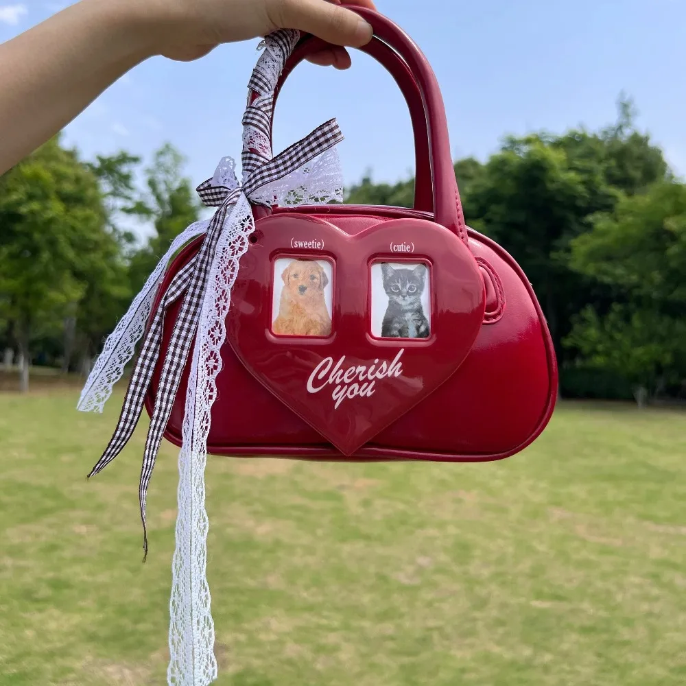 

Love Heart Transparent Ita Bag Sac Femme Sweet Girl Bolso Japan Ins Original Hand Bags for Woman Sweet Cool Bolsos De Mujer