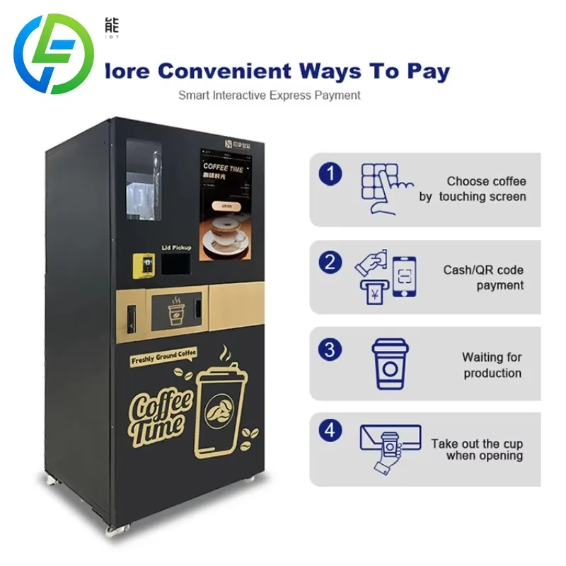 آلة بيع حبوب القهوة بالمياه الباردة، بطاقة ائتمان أوتوماتيكية متعددة الدفع، عملة نقدية، رمز الاستجابة السريعة، جسم معدني فولاذي #5