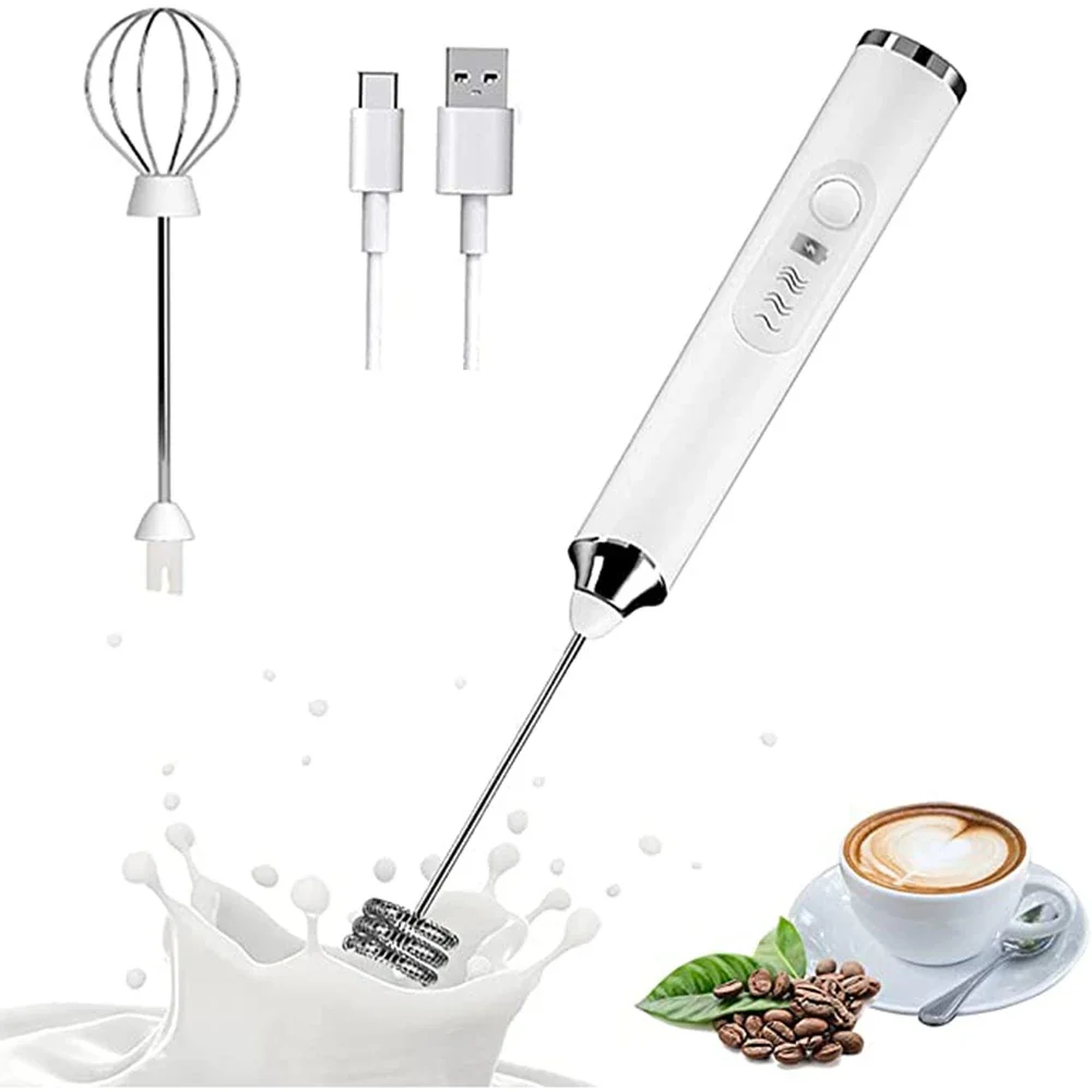 Handheld Electric Milk Whisk Egg Beater USB Rechargeable Coffee Blender