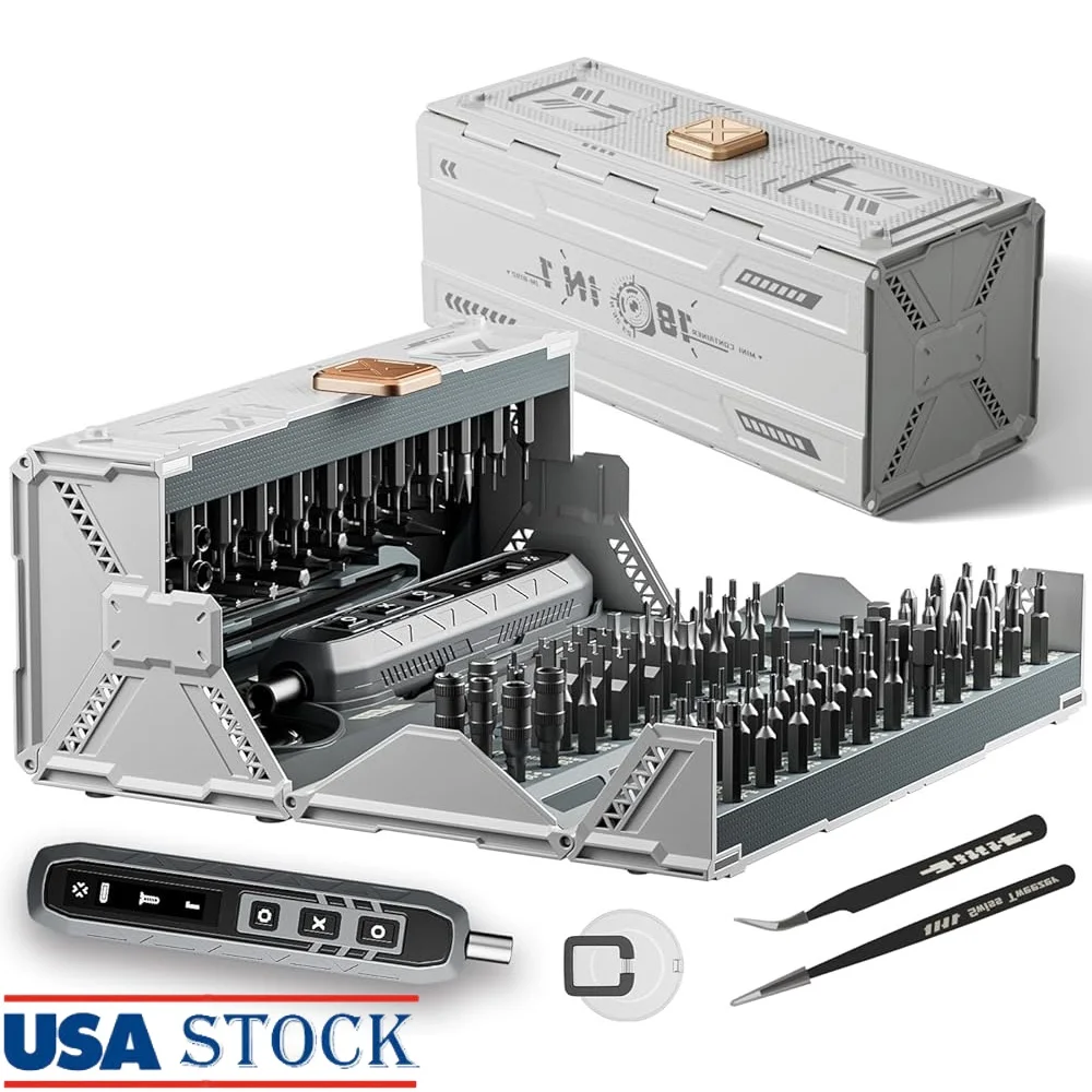 

180 in 1 Electric Screwdriver Set Rechargeable Power Precision Screwdriver 162 Magnetic Bits 3 Torque Modes Electronics Repair