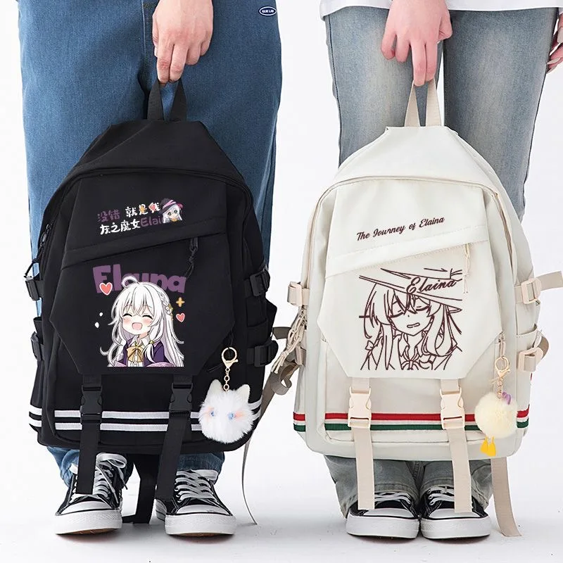 Wandering Witch The Journey Of Elaina Backpack Cute Cartoon Print Student Schoolbag Lightweight Large Capacity Travel Backpack