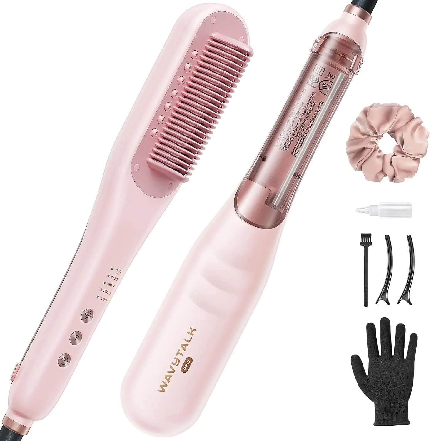 Pro Steam Hair Straightener Brush, 3-in-1 Straightening Brush for Curly Hair, Fast Salon Results, Anti-Frizz & Nourishment