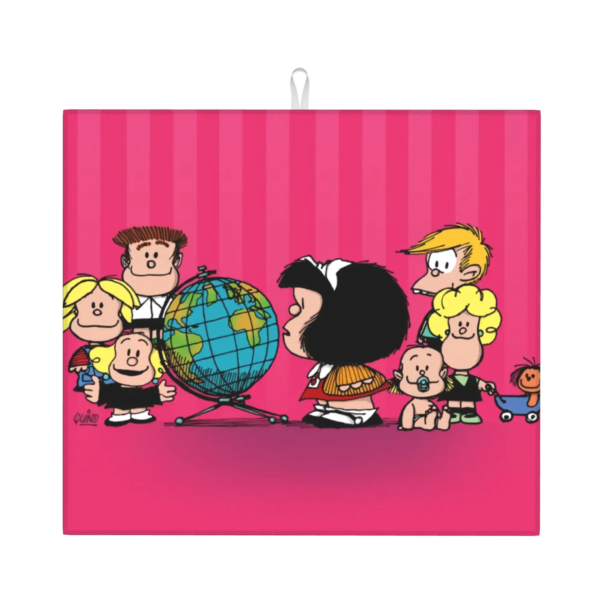 Mafalda and Her Friends Non Slip Kitchen Counter Protector Mat Barware Tableware Quino Manga Cartoon Drying Mat For Kitchen