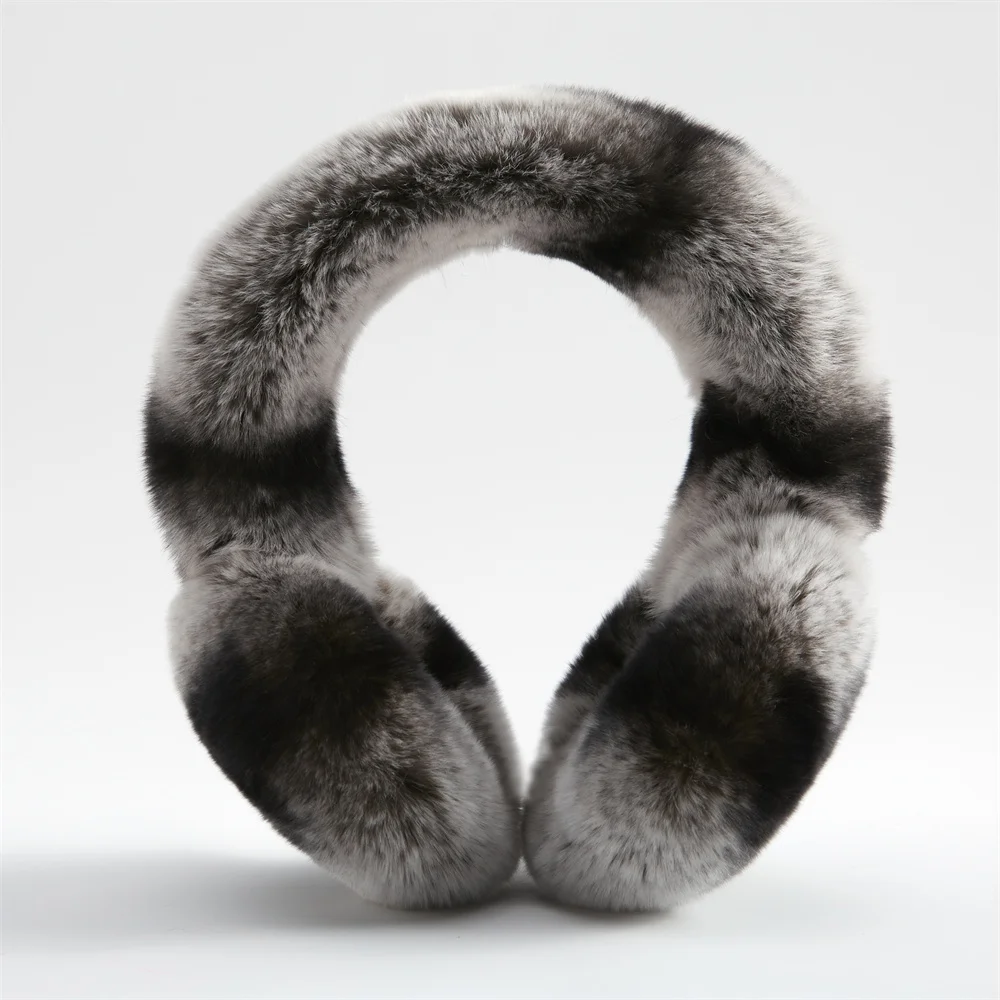 2024 Fashion New Folding Rex Rabbit Fur Earmuff Minimal White Warmth Woman Accessories Valentine's Day Gift For Wife