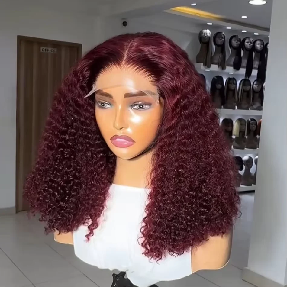 

Парик Боб Человеческие Волосы 13X4 HD Кружева Фронтальная Короткая Объемная Волна Кружева Передняя Парики Боб для Чернокожих Женщин Человеческие Волосы Винно-Красный 99J Бордовый