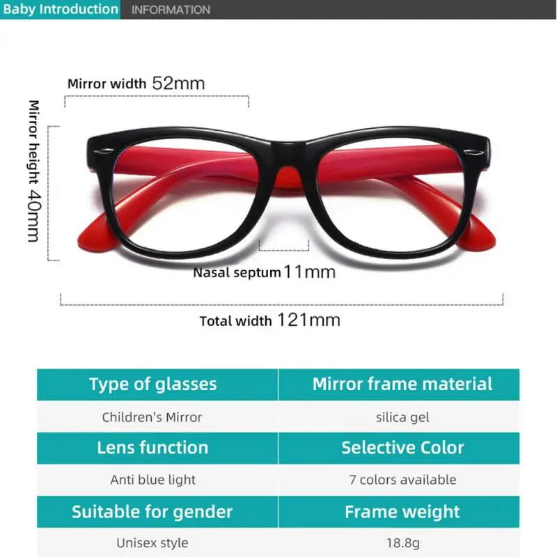 Anti Blue Light Kids Glasses Children Boy Girls Filter Soft Frame Square Computer Optical Frame Reflective Blocking Eyeglasses