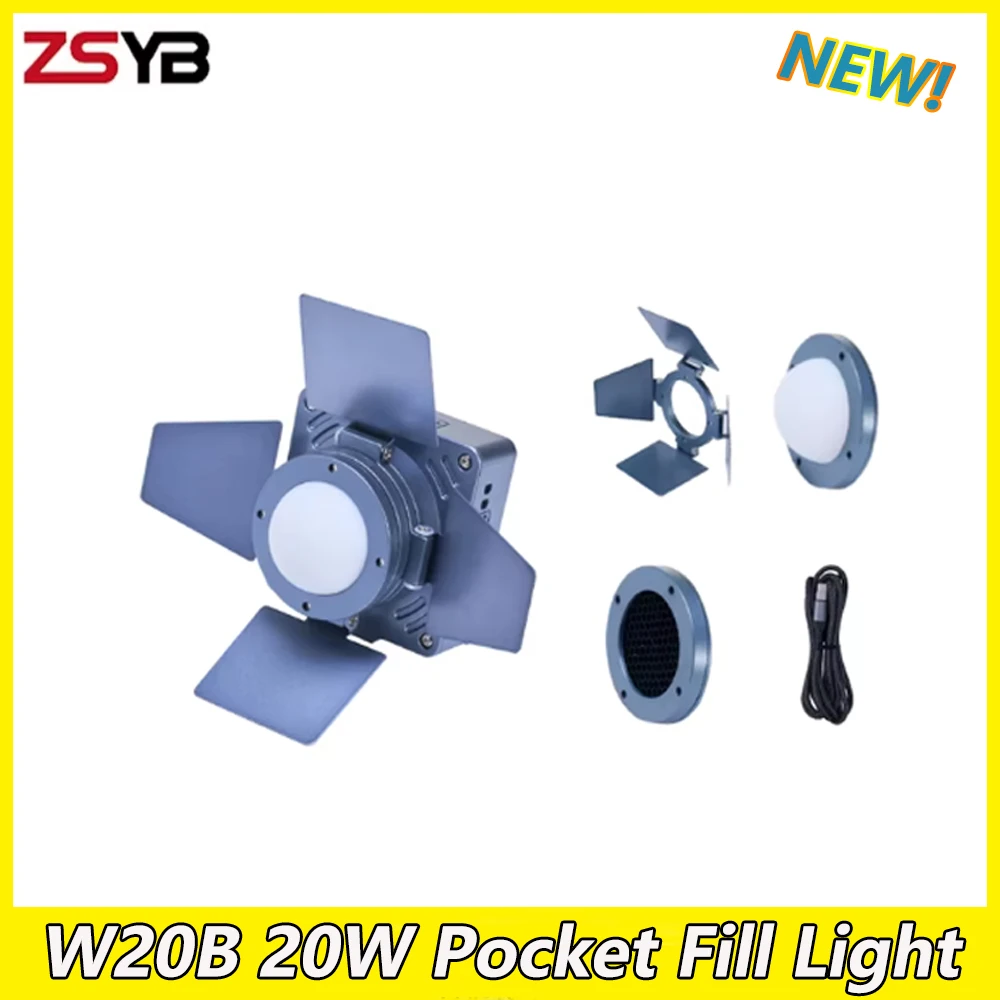 

ZSYB W20B 20W Pocket Fill Light COB Video Light 2700-6500k 5000mAh Photography lamp for Live Camera