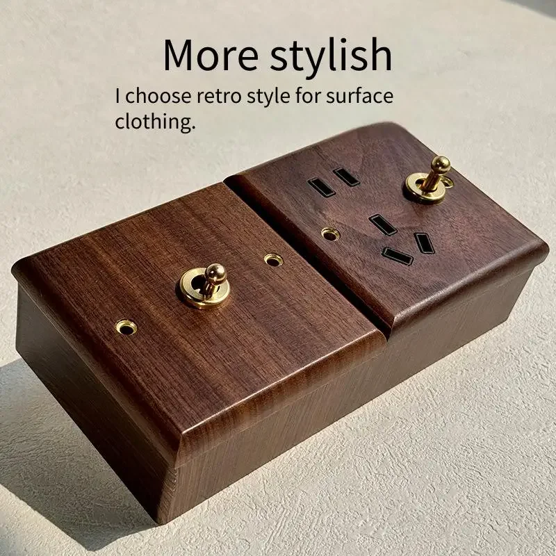 Type 86 Retro-style Exposed Switch Socket Panel Junction Box Bottom Box Open Wire Box Open Wiring Box Wood Grain Open Box