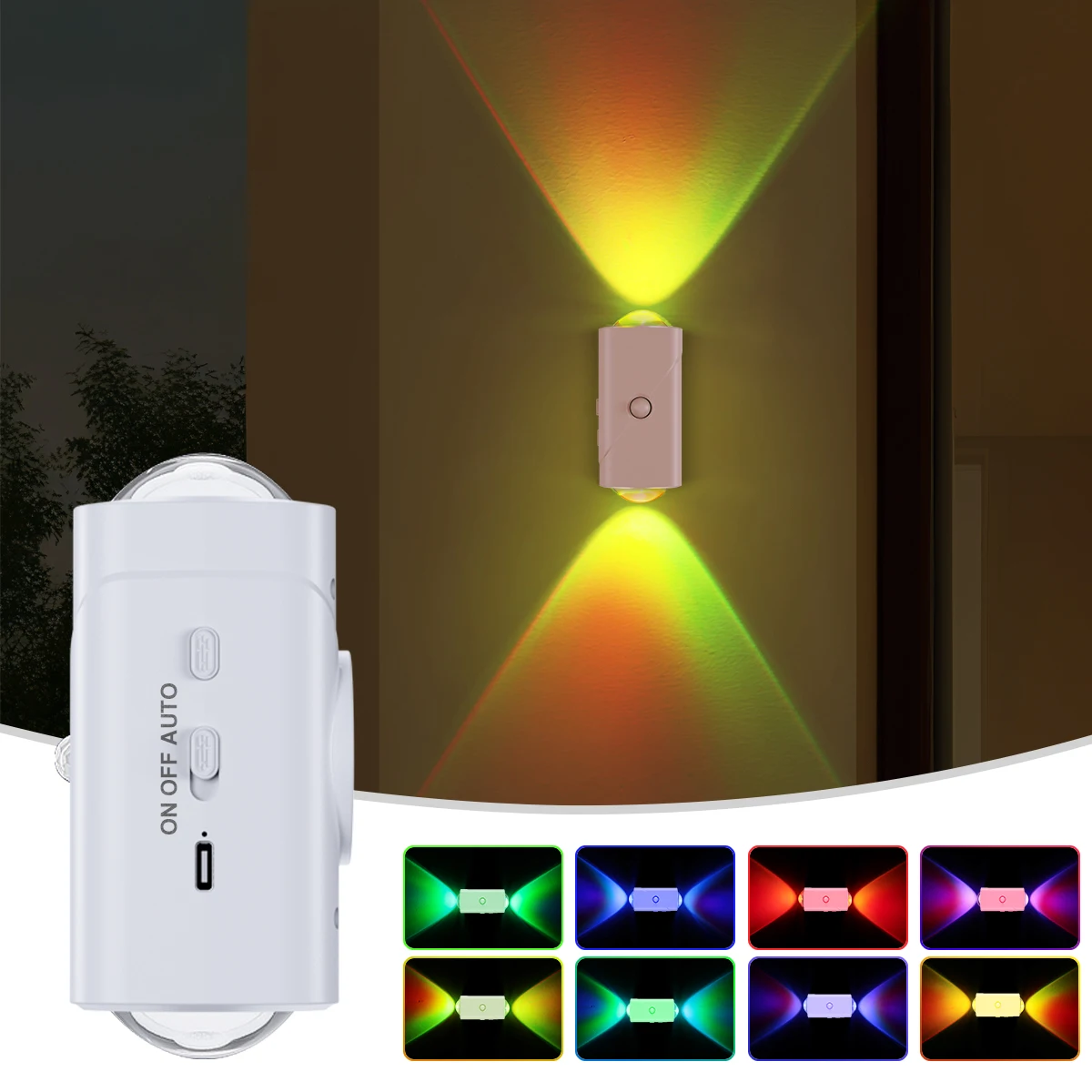 

Intelligent Sensor Wall Sconces with Motion Sensor, Warm White LED, Up and Down Illumination, USB Rechargeable, Magnetic Mount,