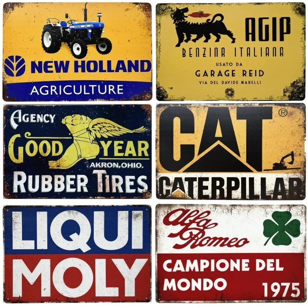 Vintage Agip NGK Motor Oil Gas Racing Metal Sign Art Poster Iron Plate for Garage Bar Pub Club Man Cave