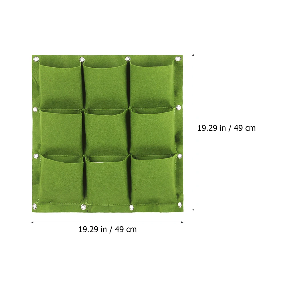 

9 Pockets Vertical Wall Hanging Plant Growing Bags Square Pouch Green Non-woven Felt Cloth Planter Container Large Capacity