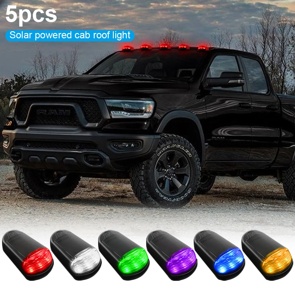 

5pcs Solar Powered Cab Lights for Truck Roof Lights Compatible with Dodge Ram 1500 2500 3500 4500 5500 2003-2018 Pickup Trucks