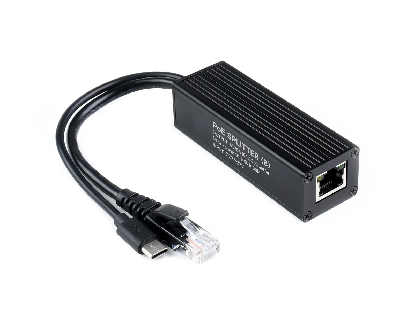 Industrial Gigabit PoE Splitter, options for 5V 5A Type-C / DC Power Output Port, Onboard MPS Control Chip, Safer And More Stabl