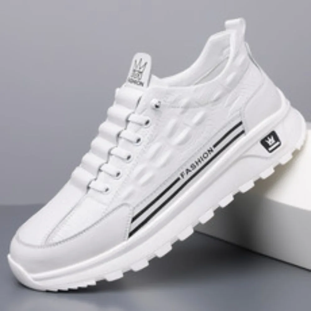 

2025 Winter Luxury Shoes Premium Leather White Casual Sneakers Trendy Dad Shoes Winter Warm Fleece Lined Sports Footwear