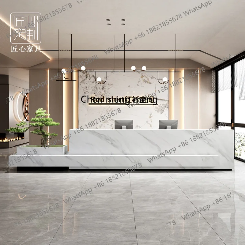 مكتب استقبال لفندق الشركة، طاولة بار لصالونات التجميل الرخامية، مكتب استقبال لمؤسسة التدريب على الطراز الصيني الحديث