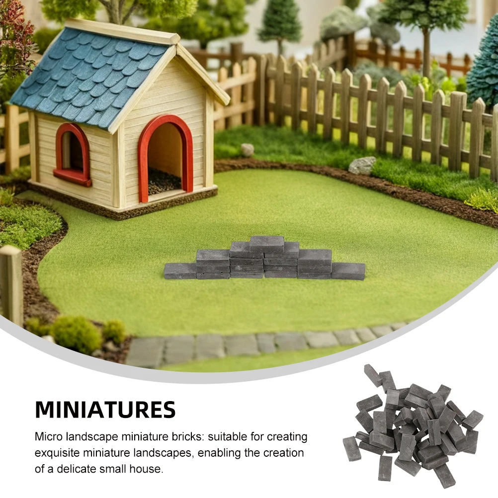 

100pcs Sand Table Brick Building Blocks Miniatures Grey Decorative Bricks Diy Miniature Construction Kits Micro Landscape Wall