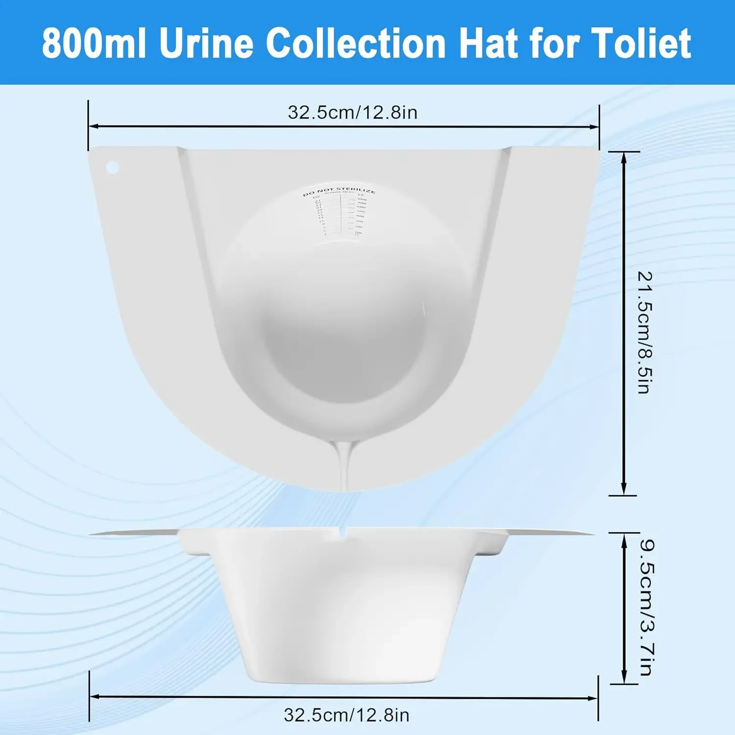 Bedpan Collector / Urine Collection Basin, 27 Oz / 800 Cc, Universal Urine Sample Series, Suitable for Women and the Elderly.