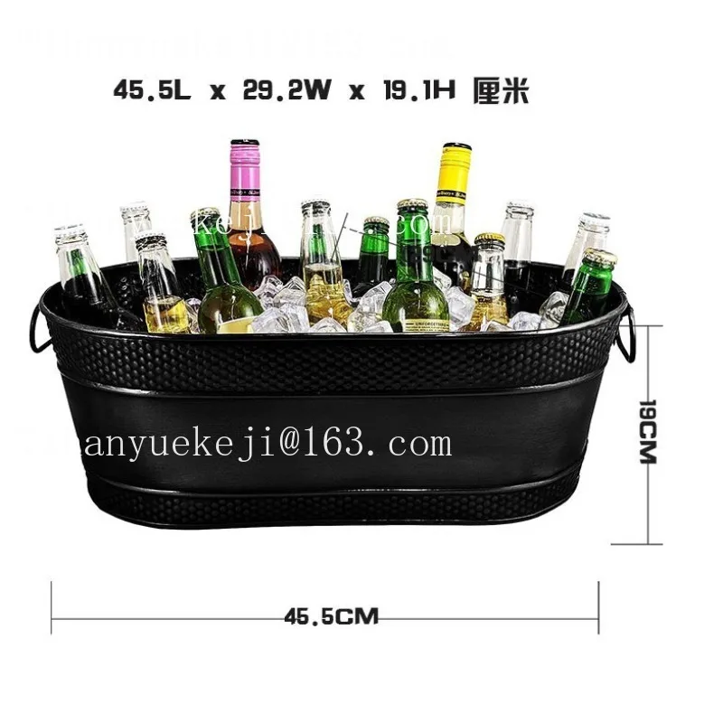 Commercial Large Capacity Gold Oval Galvanized Iron Champagne Bucket, Rustproof Ice Wine Cooler for Bar & Party Use
