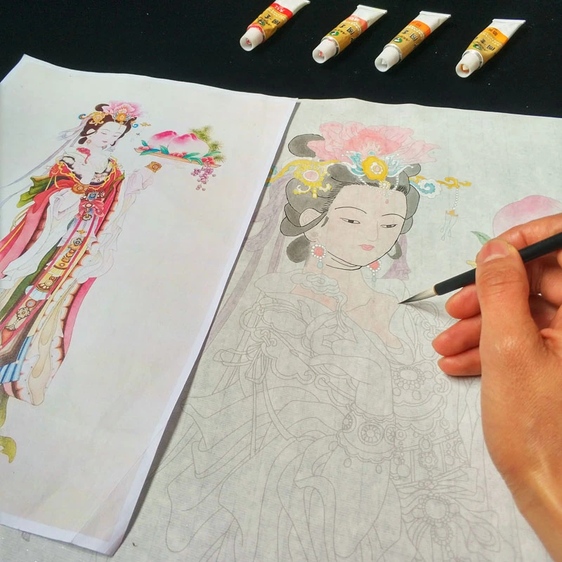 

Chinese Brush Pen Baimiao Ripe Xuan Paper Watercolor Meticulous Painting Paper Coloring Copying Portrait Painting Manuscripts