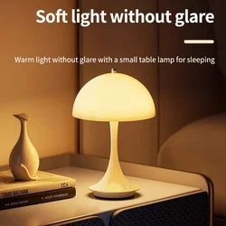 USB Rechargeable Night Light  Nordic Mushroom Table Lamp Touch Switch For Living Room Bedroom Dining Decoration Lighting