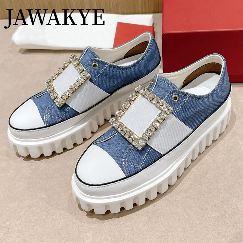 

2023 Popular Brand Autumn Sneakers Square Crystal Canvas Thick Bottom Casual Women's shoes Trainers Loafers Walking for Men