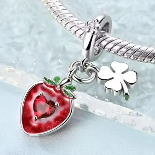 

Strawberry Original 925 Silver Charm For Lady Fit Bracelet Diy Woman Jewelry
