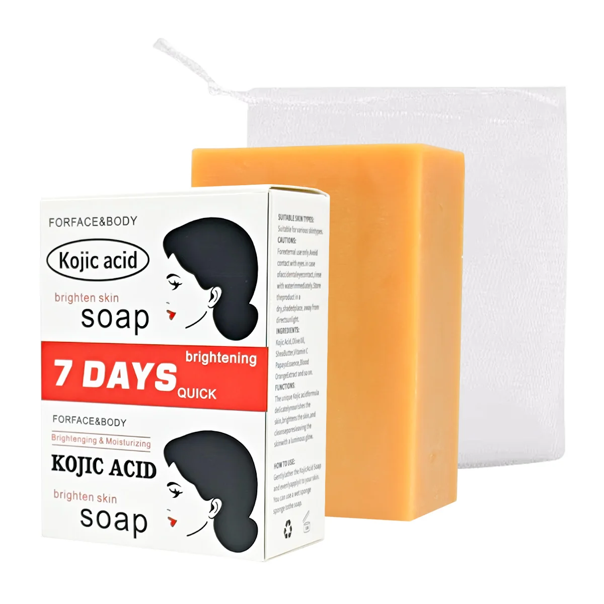 Kojic Acid Soap, Turmeric, Vitamin E Cleansing Soap, Fragrance Soap, Body Bath Soap, Brightens Skin Tone, Improves Dullness