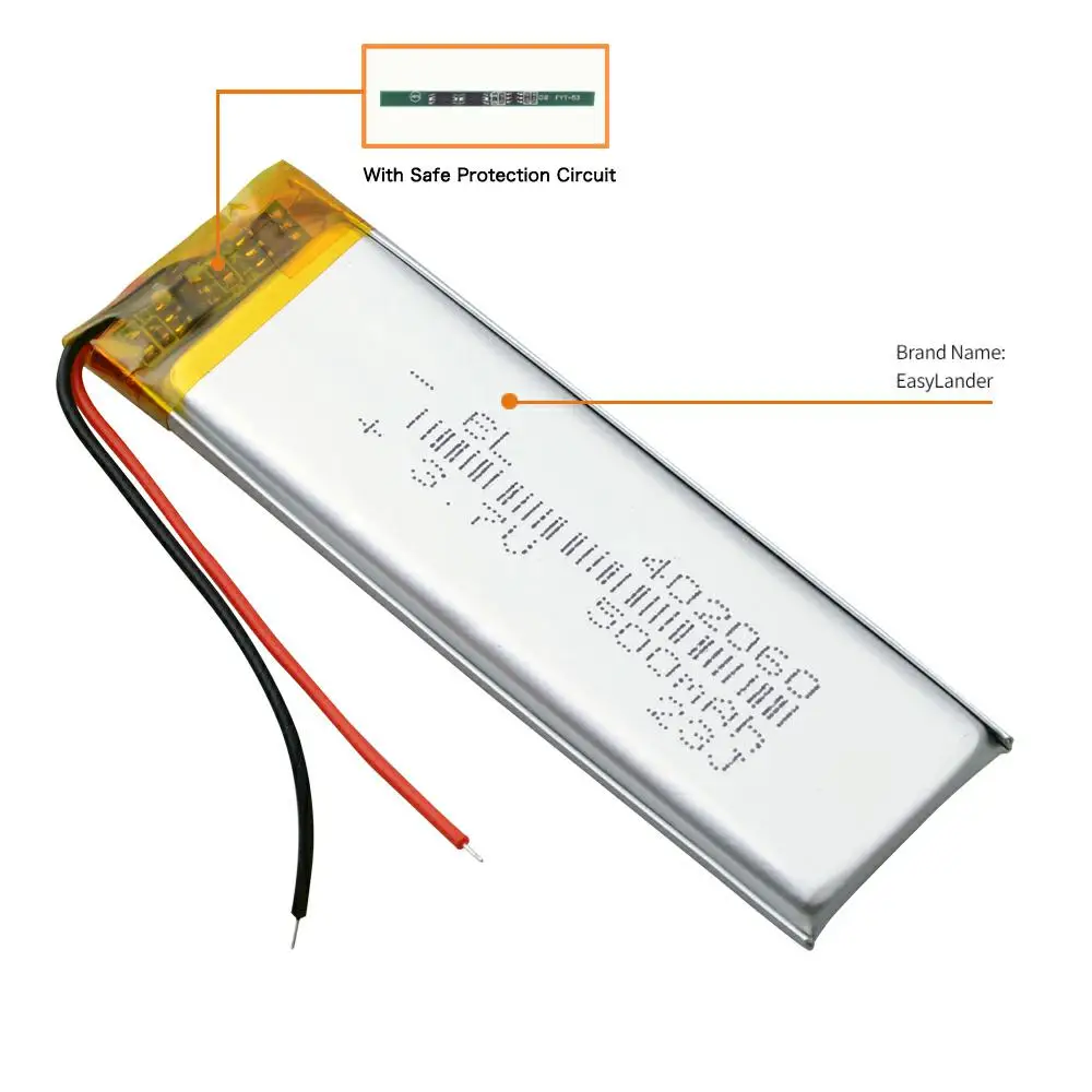 5 PCS 3.7V 500mAh Lipo Polymer Lithium Rechargeable Battery For MP3 GPS Bluetooth Recorder Headset Smart Watch 402060 Massager