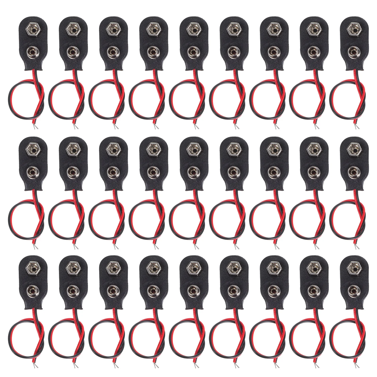 

50Pcs 9V Clip Connector with 10Cm Cable Black Design for Electronics DIY Experiments Connector with
