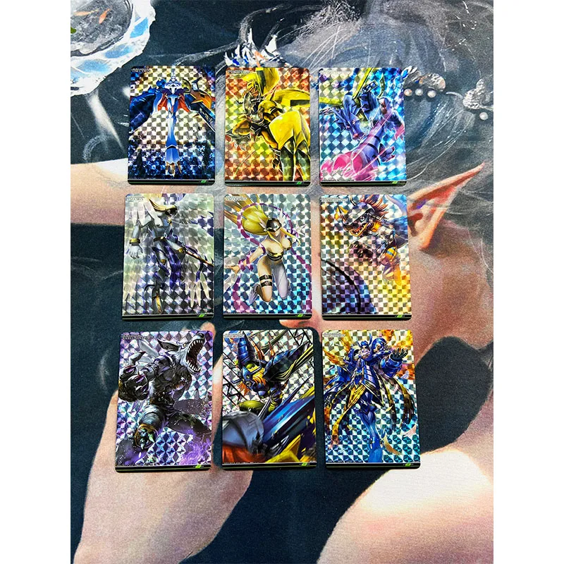 9Pcs/set Digimon Adventure Shinegreymon Victory Greymon DIY Homemade Flash Card Christmas Birthday Gift Toys Collection Card