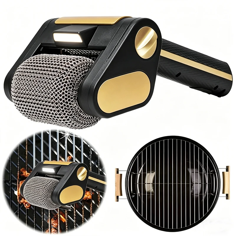 Oplaadbare elektrische roestvrijstalen rolgrillreinigerborstel - barbecue-reinigingsborstel voor grills keukengereedschap