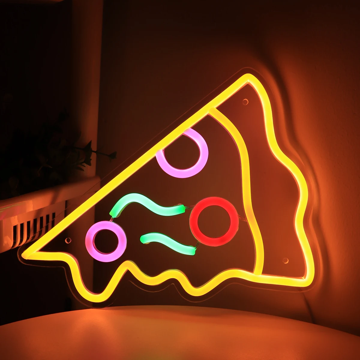 Imagem -04 - Usb Powered Pizza Led Wall Neon Sign Night Light Decoração da Cozinha Decoração do Restaurante 11.22 x 8.03 5v 1pc