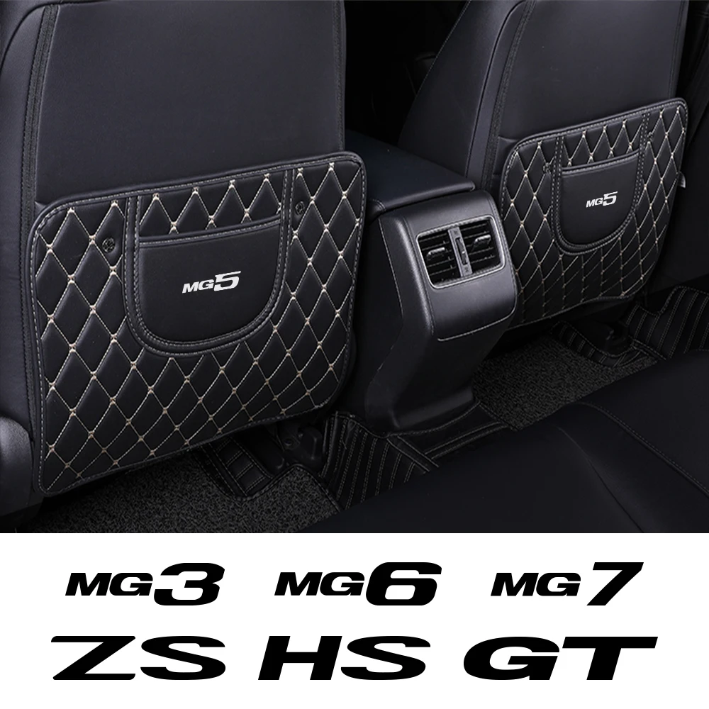 1pcs Car Anti Kick Mat PU Leather Seat Back Protector Cover Auto Interior Accessories For MG ZS HS GT HECTOR MG3 MG5 MG6 MG7