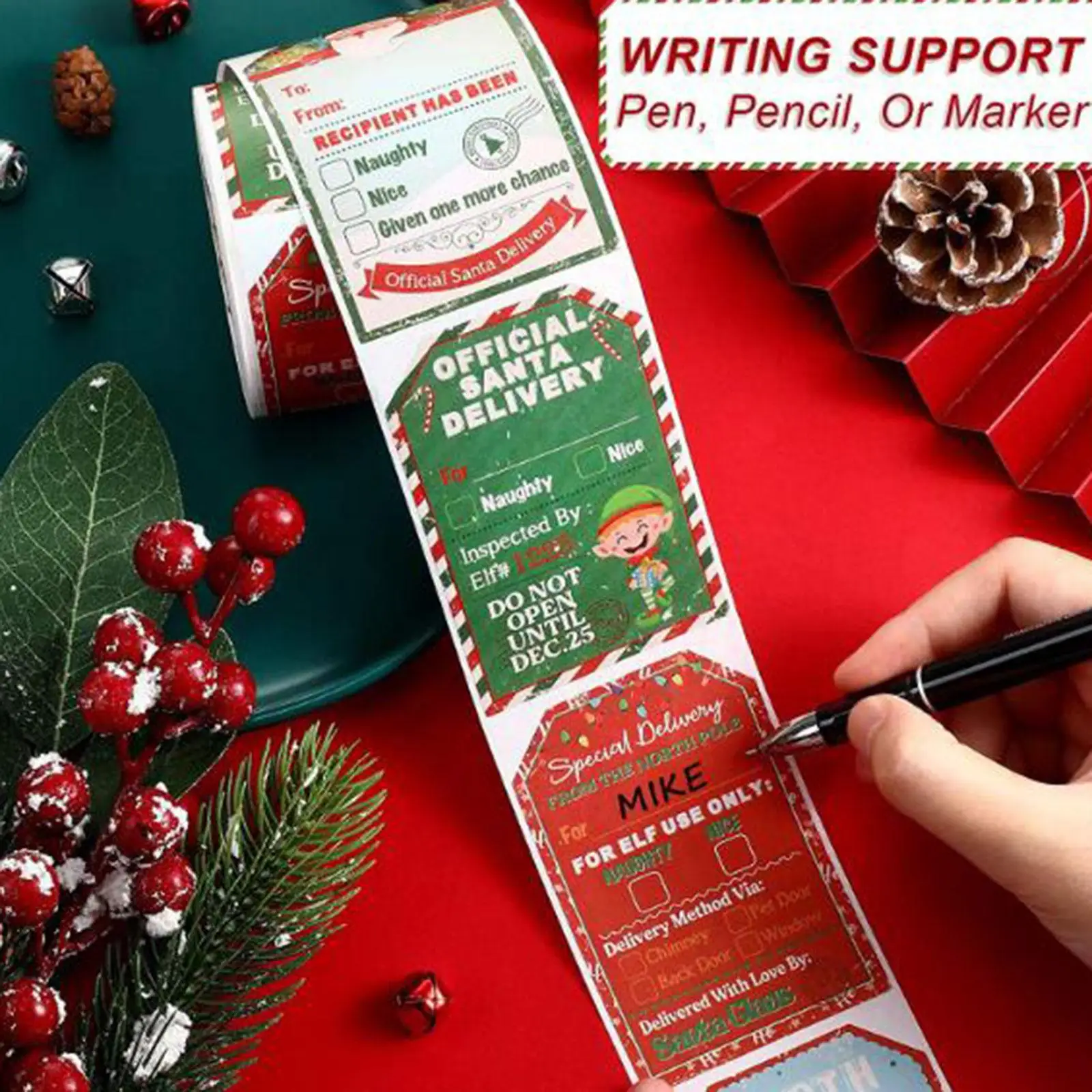 

Коллекция праздничных наклеек — 200 штук в ассортименте сезонных печатьях для подарков и поделок