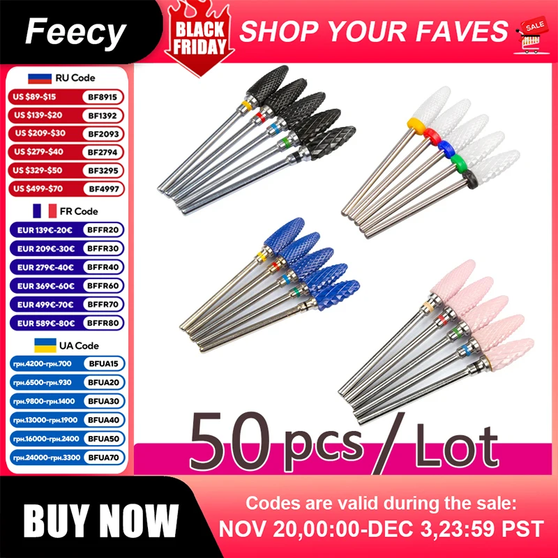 セラミックネイルビット,マニキュアリムーバー,ネイルアート,キューティクルフライス,3インチ,32インチ,50個