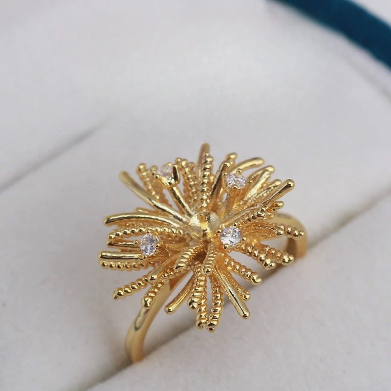 

5pcs Adjustable Gold Plated Pearl Ring Settings Findings & Accessories-for Jewelry Making Bulk Wholesale Craft Supplies 5-6mm