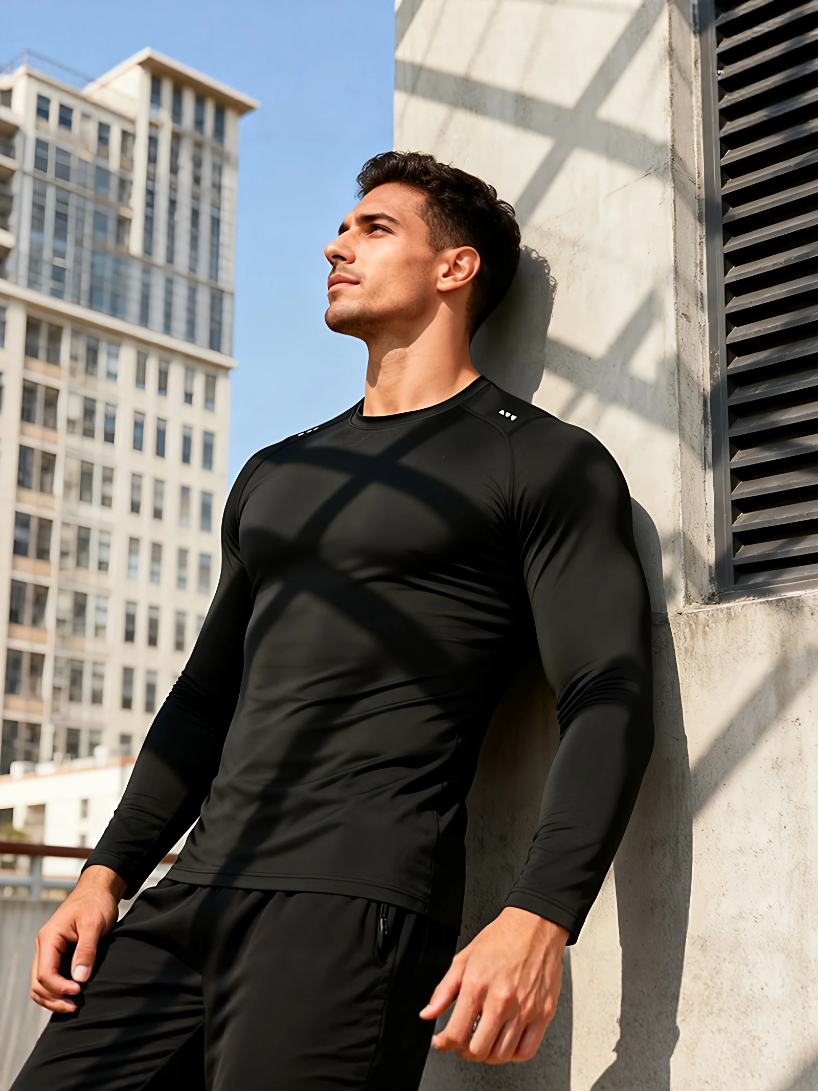 

Men's Running Dry Fast Long Sve T-irt Elastic Fitn Clothing Sports Cycling Climbing Sweatirt Slim Fit round Ne