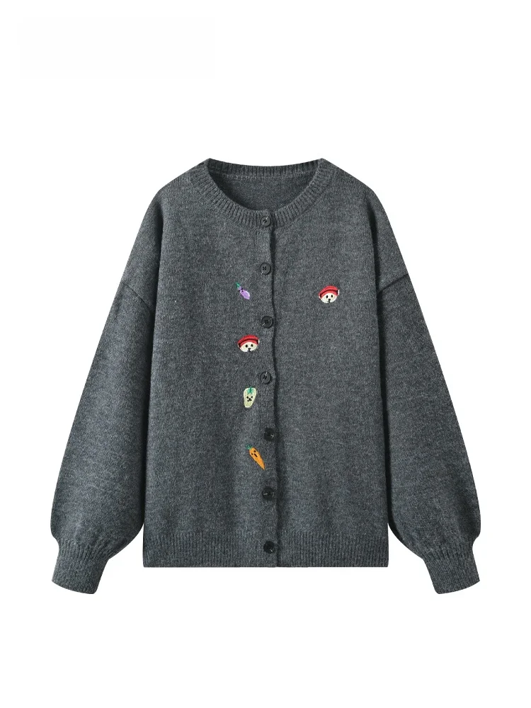 

Женский трикотаж больших размеров Lazy Sle Jaet, теплое ретро антивозрастное пальто для полных сестер, осенний сезон, круглое длинное пальто све