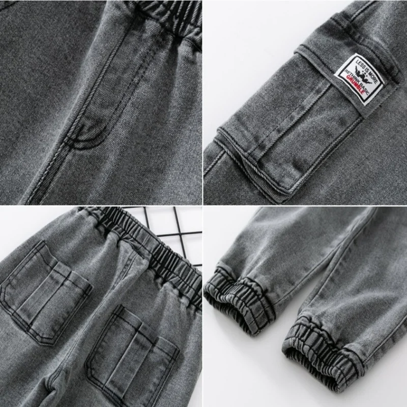 Boys Denim Pants Elastic Waist Trousers Spring Autumn Pocket Jeans Teenager Kids Boys Fashion Sports Casual Clothes 2-12 Years 6 Boys Denim Pants Elastic Waist Trousers Spring Autumn Pocket Jeans Teenager Kids Boys Fashion Sports Casual Clothes 2-12 Years 6