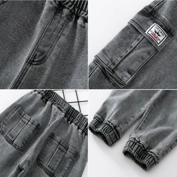Boys Elastic Waist Jeans 6 Boys Denim Pants Elastic Waist Trousers Spring Autumn Pocket Jeans Teenager Kids Boys Fashion Sports Casual Clothes 2-12 Years 6