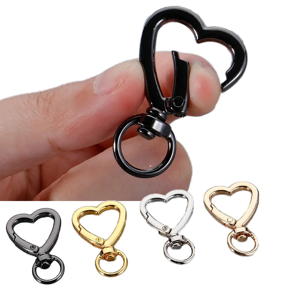 50/100pcs High-Quality Plated Heart Shape Spring Clasp Hooks ID Tags For Dogs Collars DIY Keychain Jewelry Making Accessories