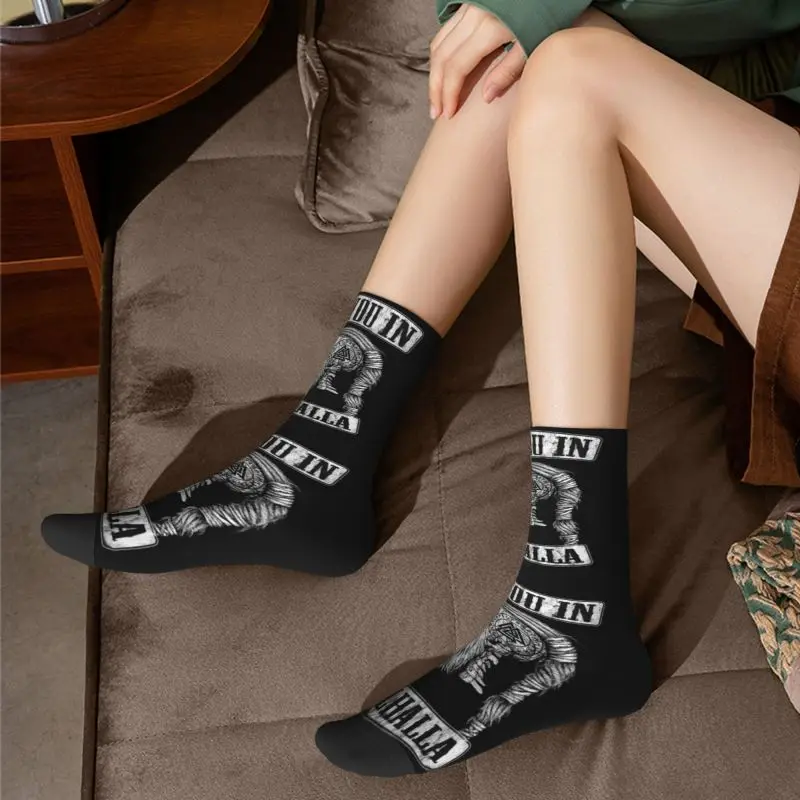 See You In Valhalla Skull Viking Men Women Crew Socks Unisex Cool 3D Printing Norse Odin Ragnar Warrior Dress Socks