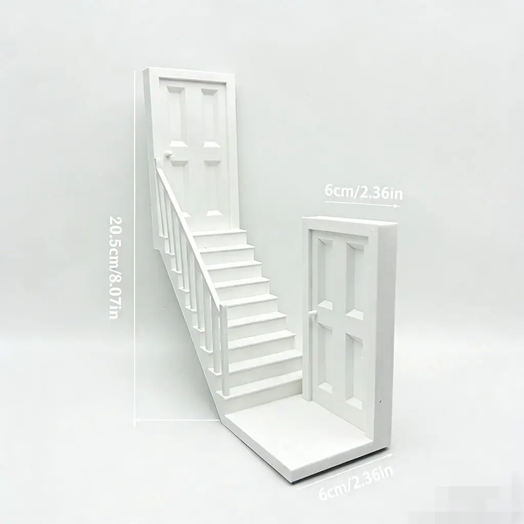 

Миниатюрная модель лестницы для кукольного домика в масштабе 1:12, угловая лестница с перилами и дверями, пластиковый декор для диорамы и песочницы