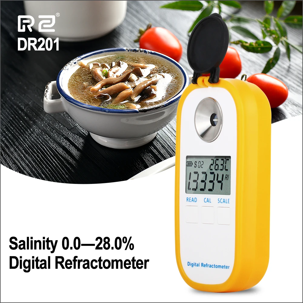 

RZ Digital Salt Refractometer Salinity Specific Gravity Meter 0~28% Refractometer Food Salt Content Tester Sodium Chloride NaCl