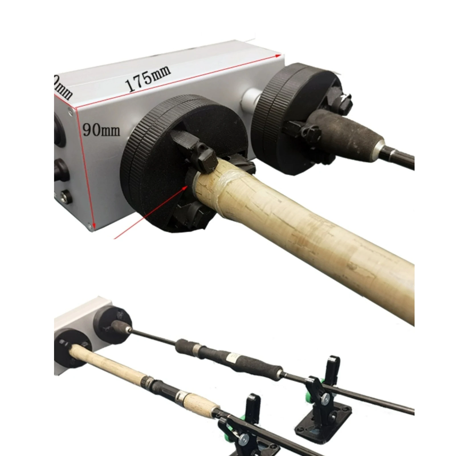 Olta Aracı Epoksi Boyama Ayarlanabilir Yükseklik 9.2-10.5 cm Olta Kamışı Destek Standı 3 Çeneli Ayna Ekseni Dönen Yapıştırma Makinesi