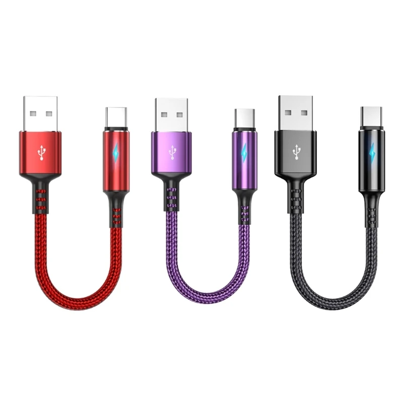 Compact USB C to USB A Charging&Data Cable 2.4A Cord Wire 25cm Short Cord,Nylon and Aluminum Alloy Material 594A